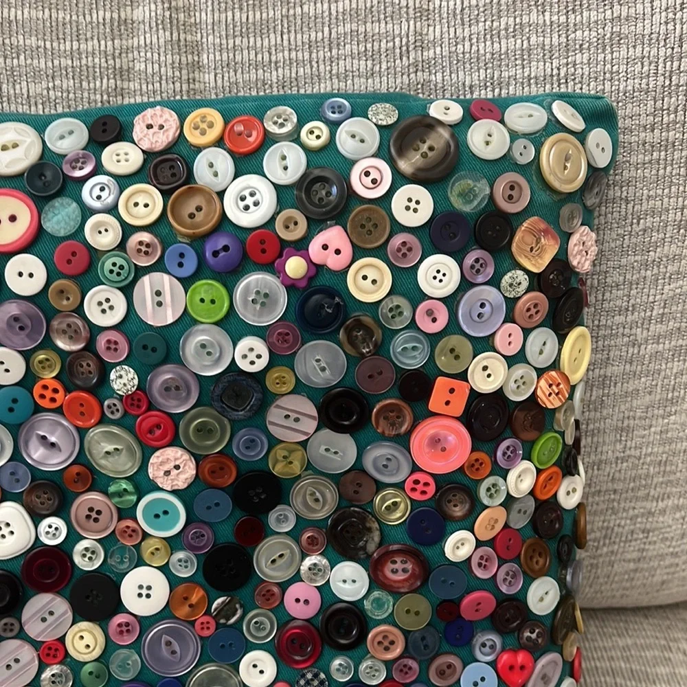 Vintage custom throw pillow covered in Vintage Buttons-with insert